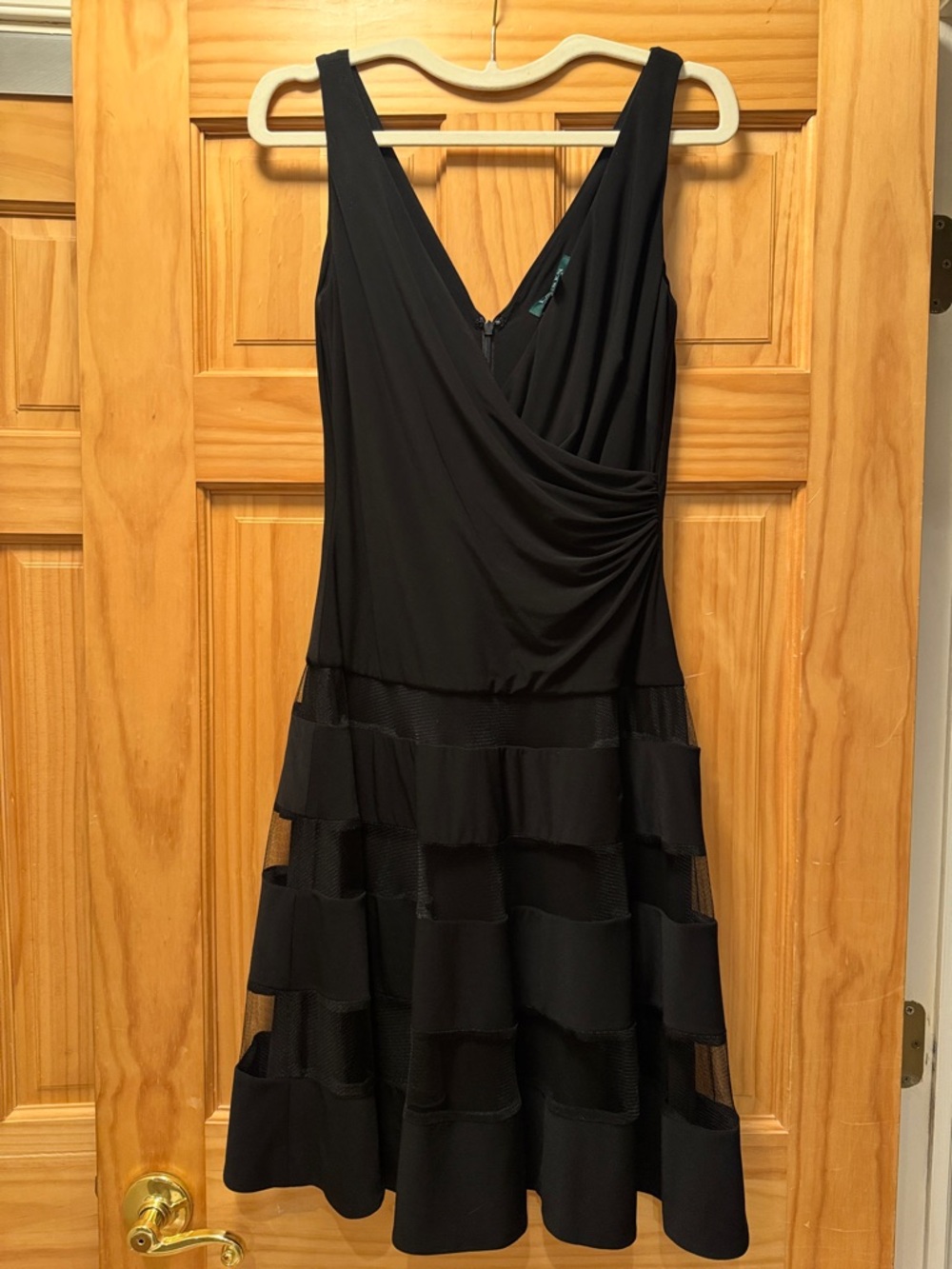 Lauren Ralph Lauren Sleeveless Black V-Neck Flare Dress